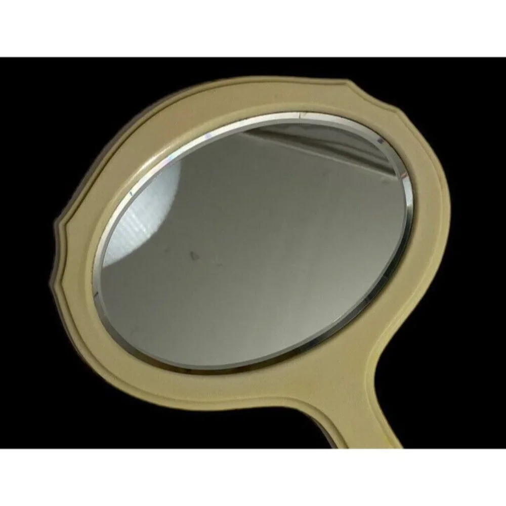 Vintage Pyralin Celluloid Hand Held Mirror Oval Vanity Mirror with Beveled Glass - Picture 2 of 6